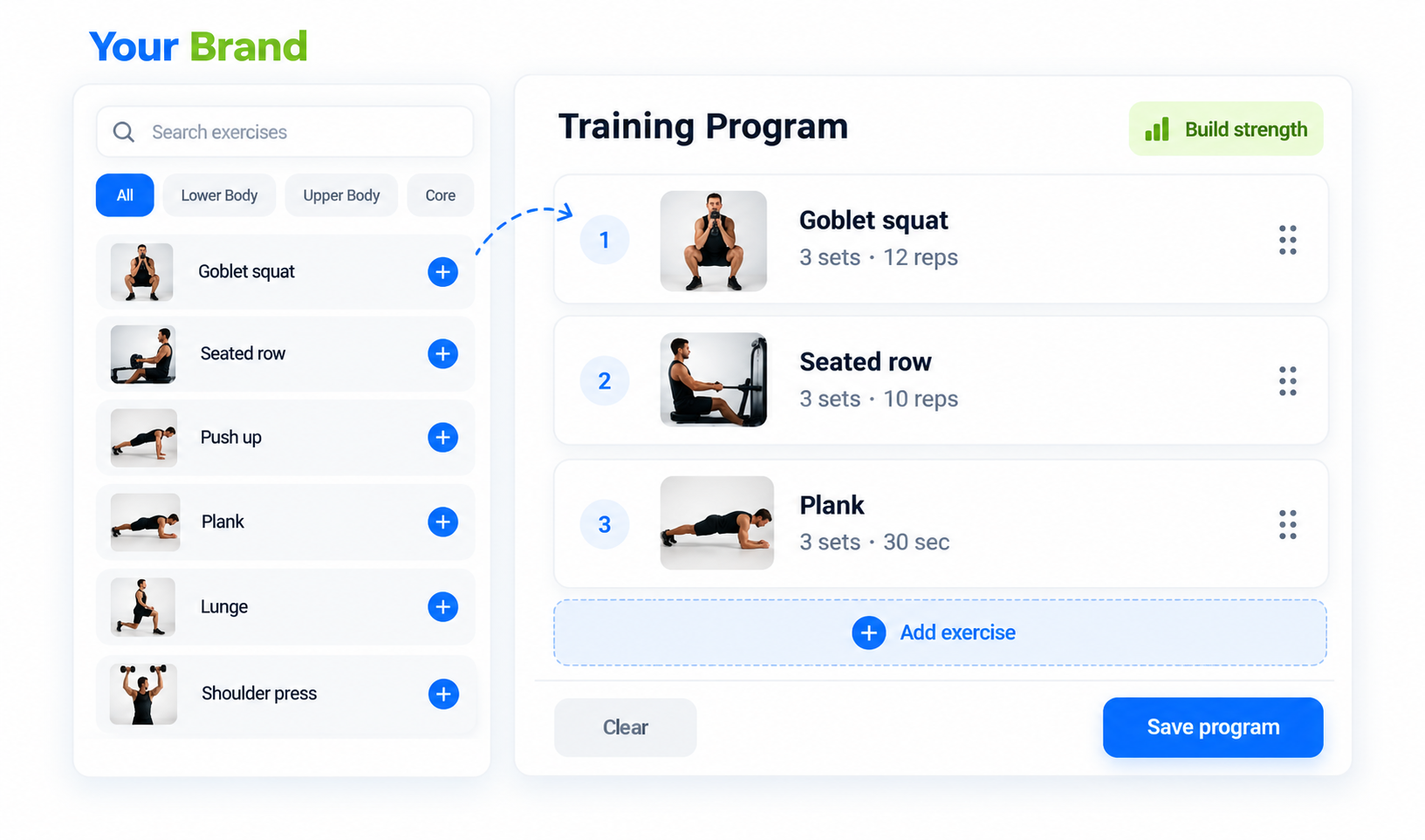 Training program and exercise list