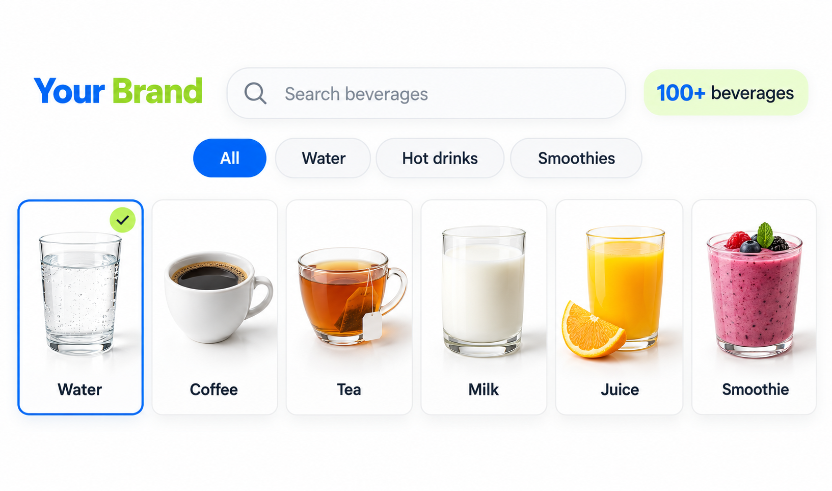 Selection of beverages for hydration logging