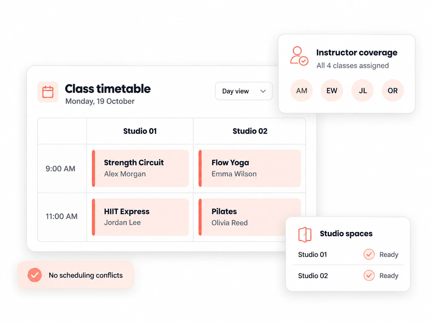 Fitness club members following a group class