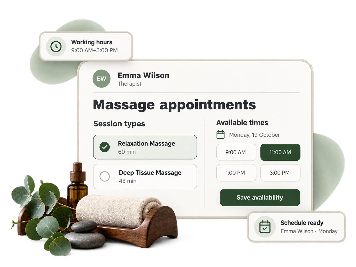 Massage room prepared for a therapy session