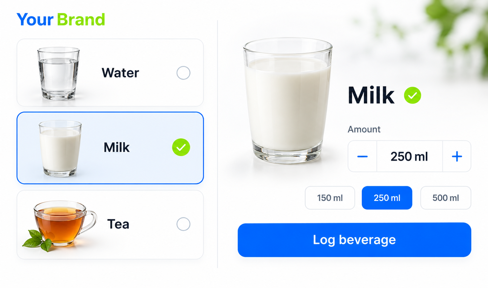 Beverage details and nutrition information