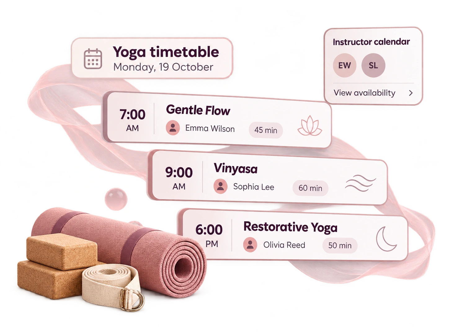 Yoga studio ready for a scheduled class