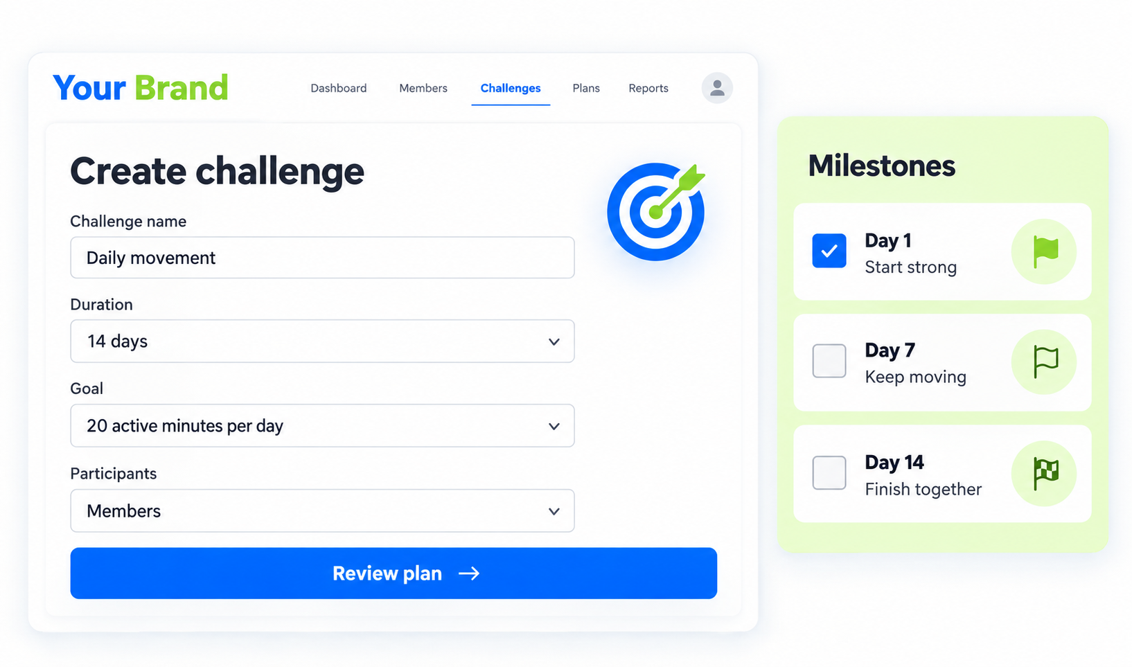 Challenges Plan input or selection view