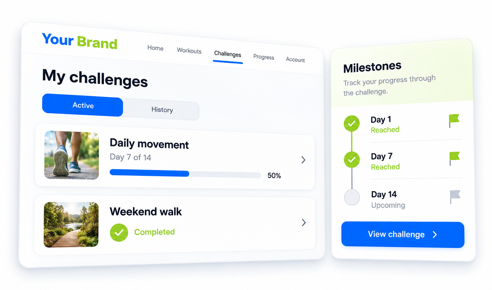 Challenges Plan summary or history view