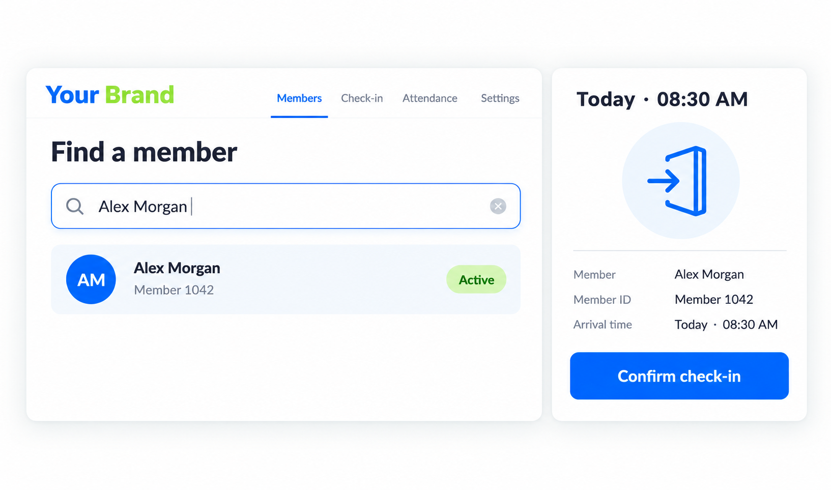 Check-In / Attendance input or selection view