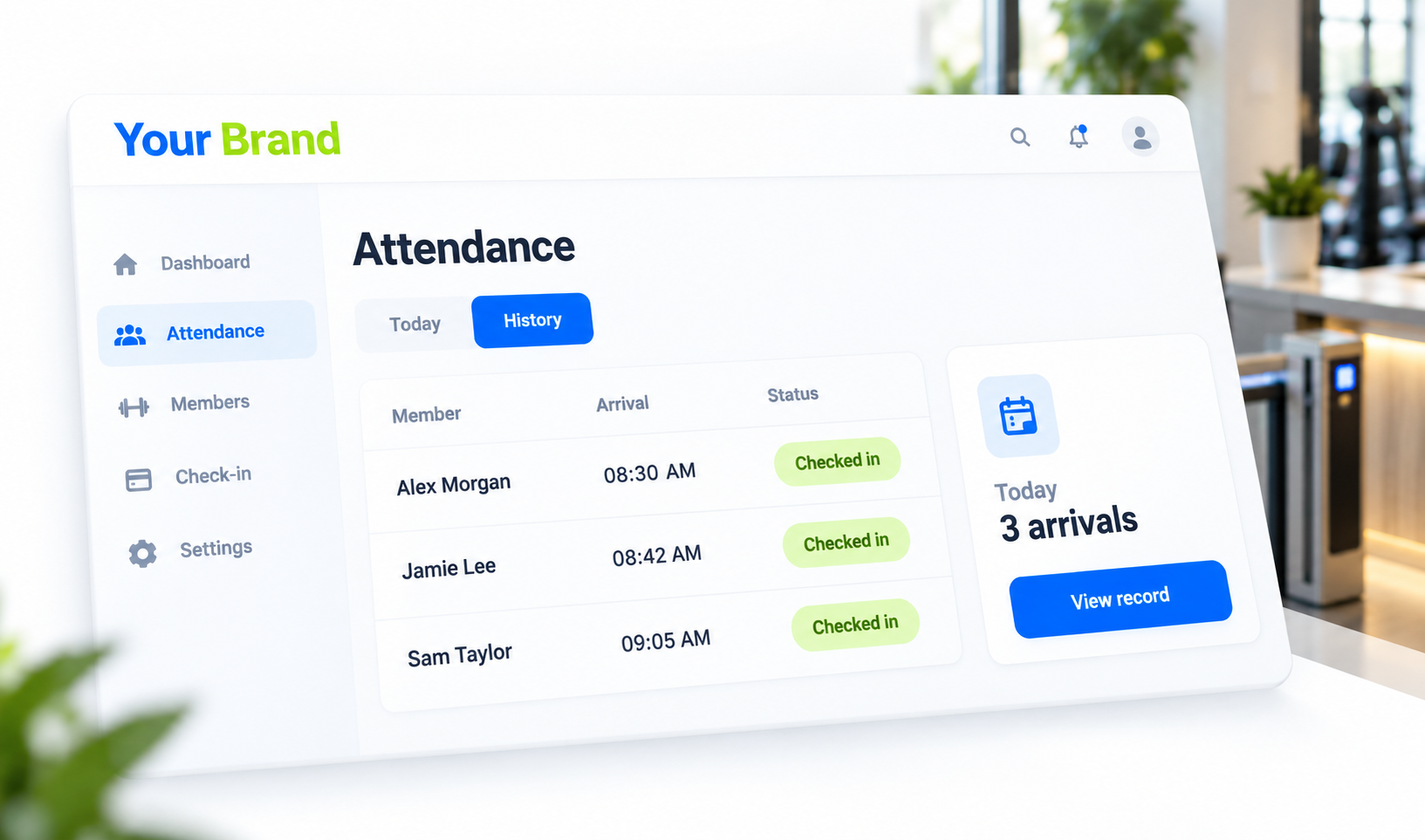Check-In / Attendance summary or history view