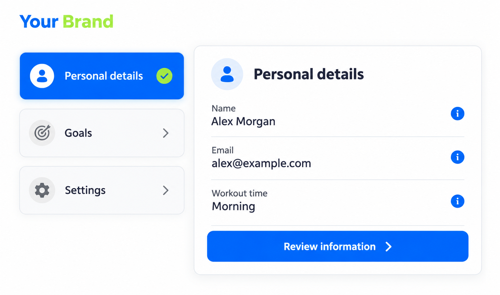Check Info input or selection view