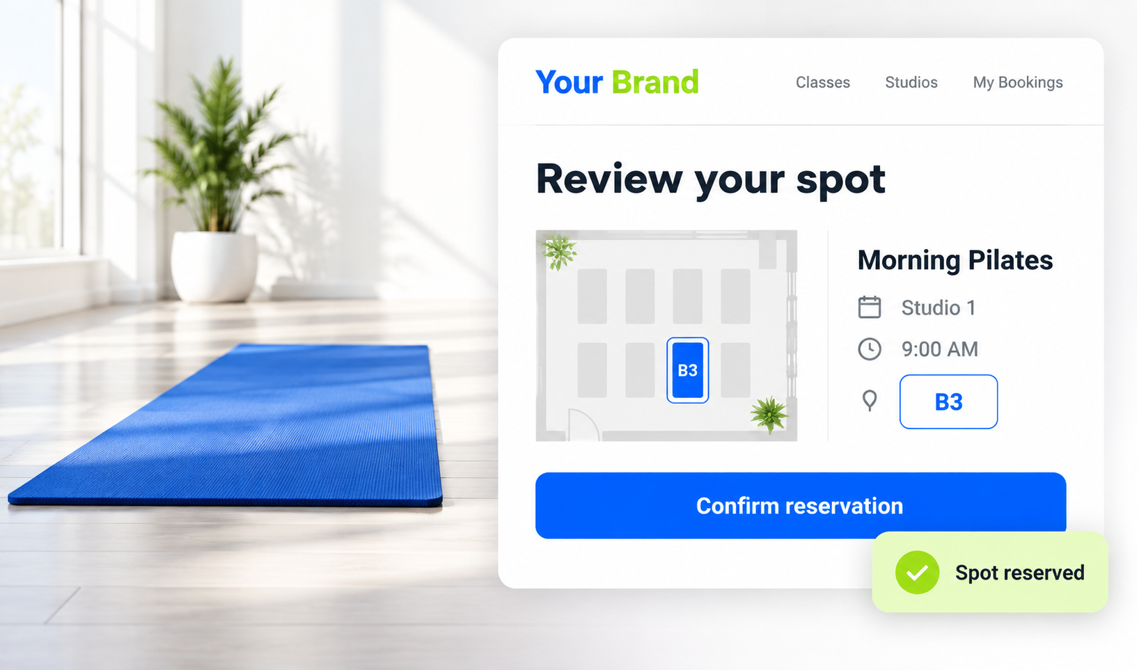 Choose Your Spot details or confirmation view