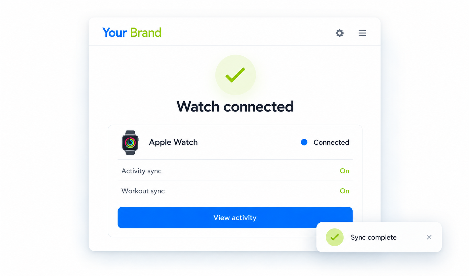Connect Watch details or confirmation view
