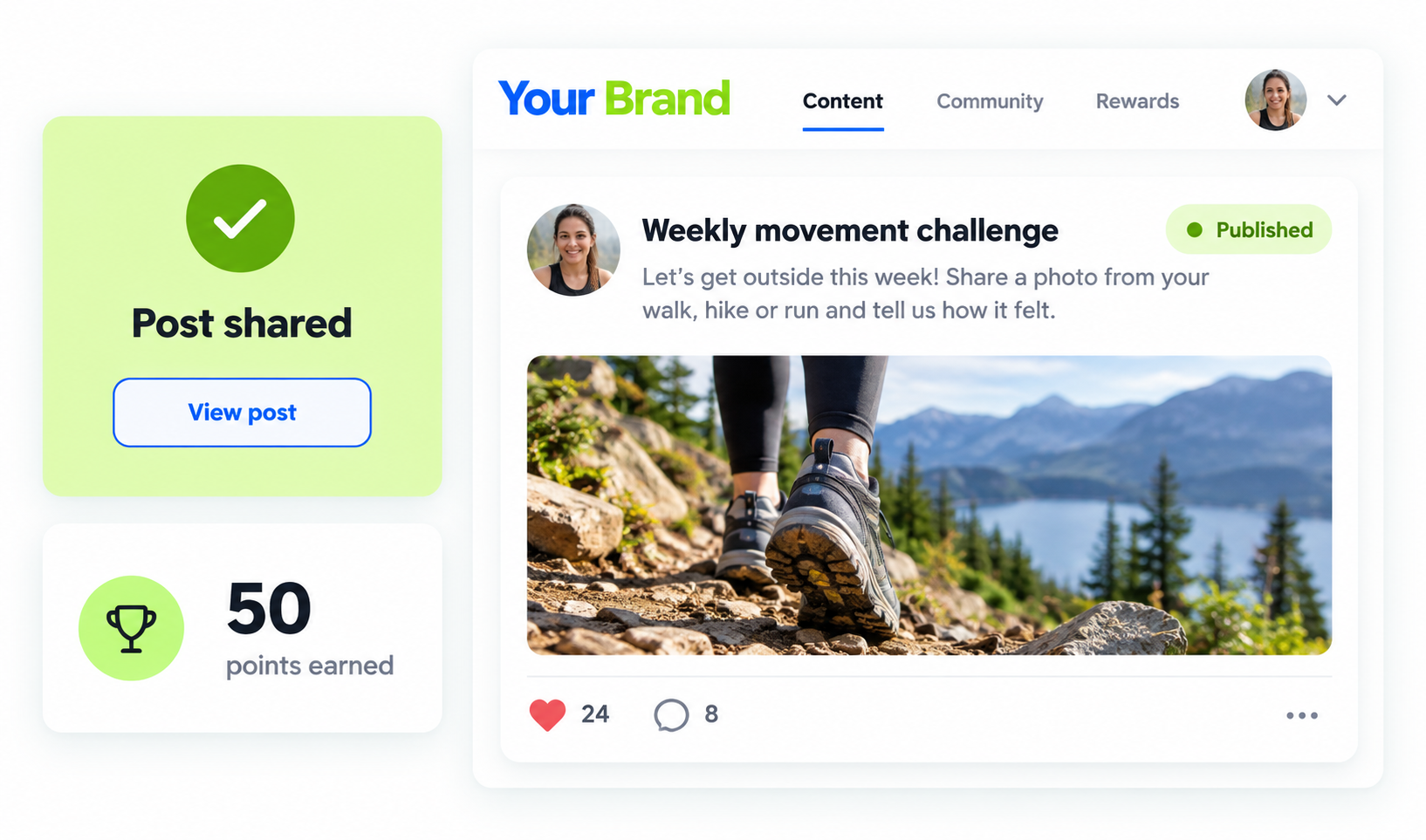 Content, Community & Rewards details or confirmation view