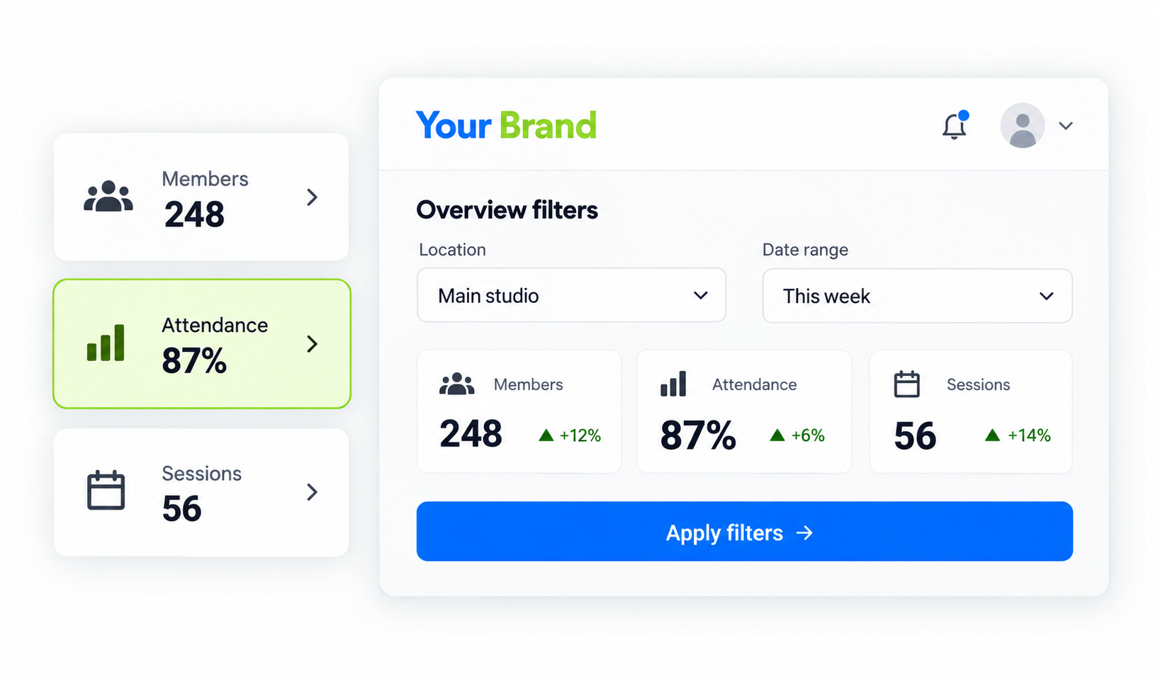 Dashboard Overview input or selection view