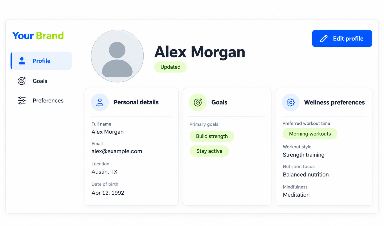 Edit Your Profile summary or history view