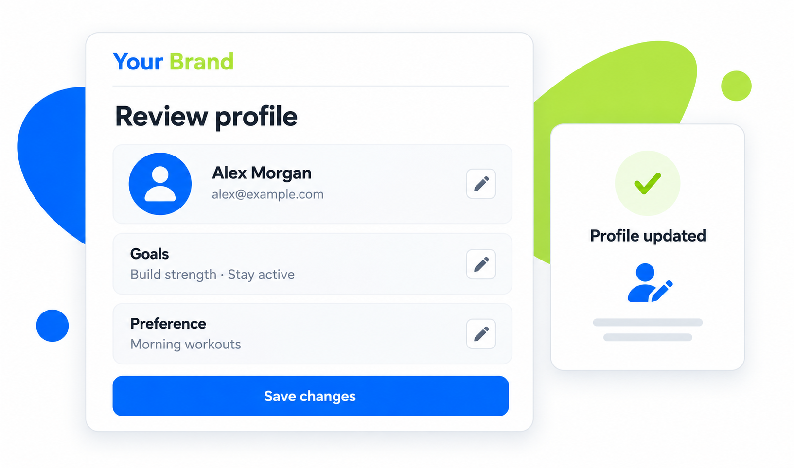 Edit Your Profile details or confirmation view