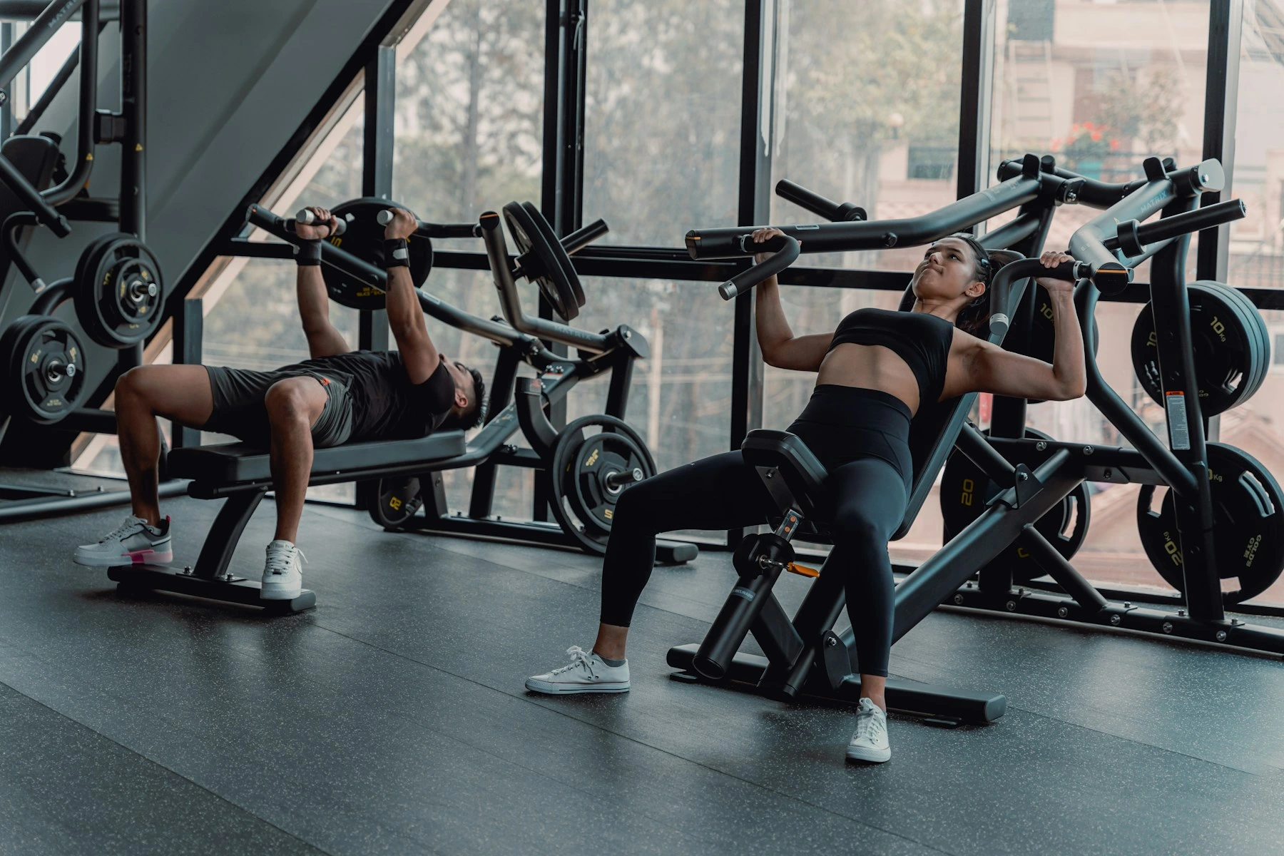 Members taking part in a fitness club group workout