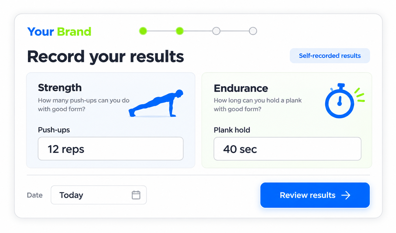 Fitness Level Assessment input or selection view