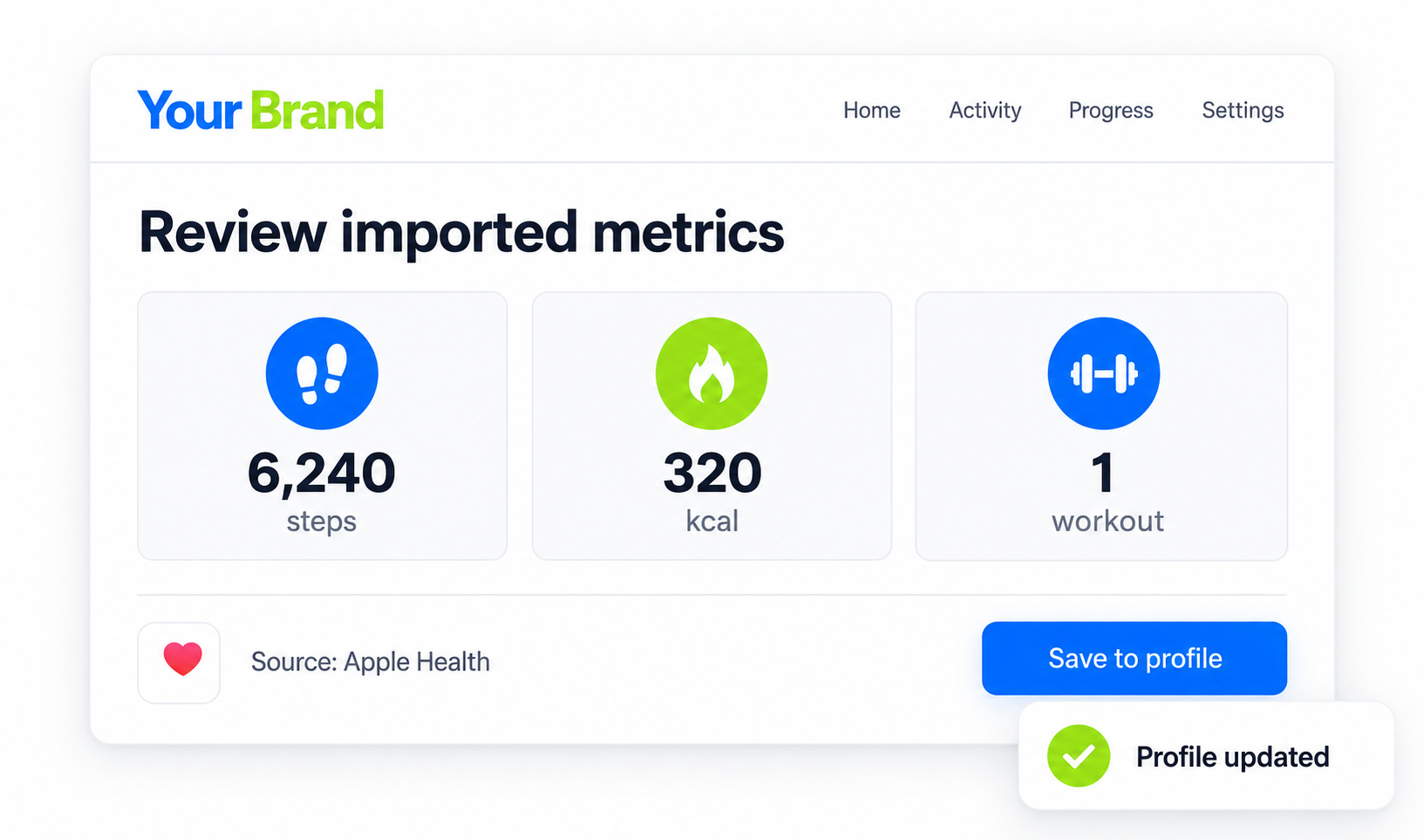Get Apple Health details or confirmation view