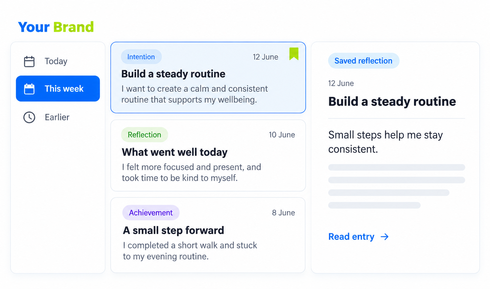 Log Your Manifestations summary or history view