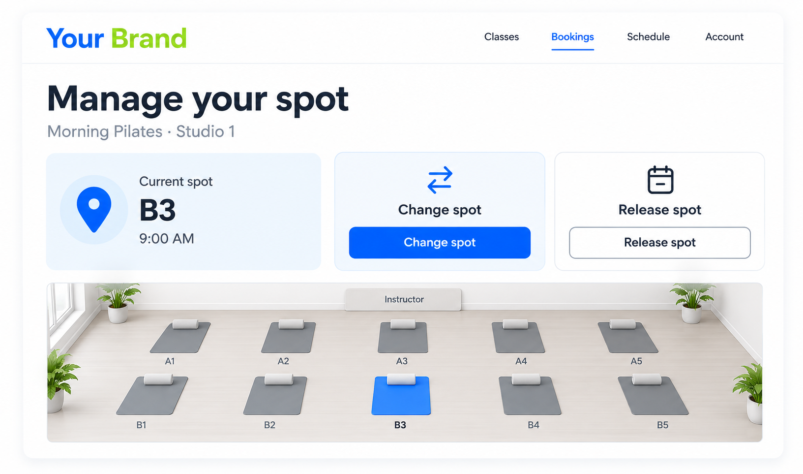 Manage Your Spot input or selection view