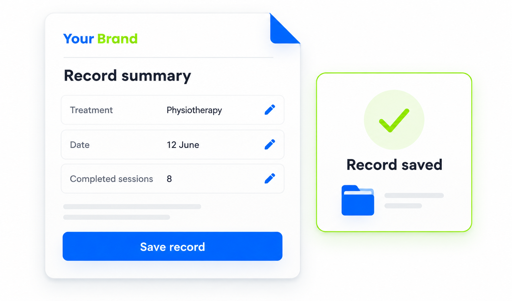 Medical History details or confirmation view