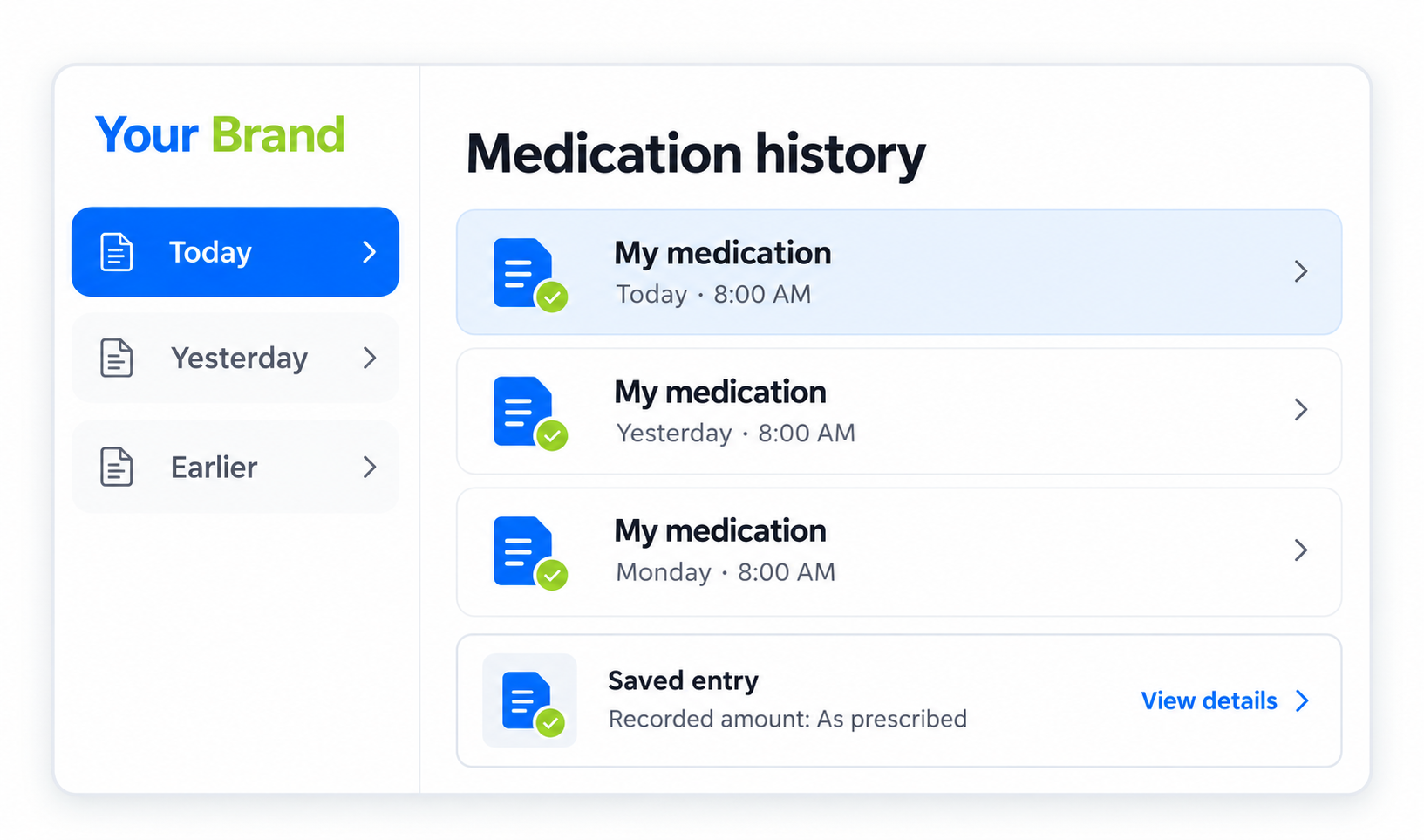 Medication Logging summary or history view