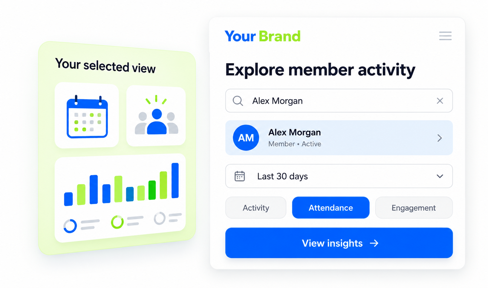 Member Analytics input or selection view