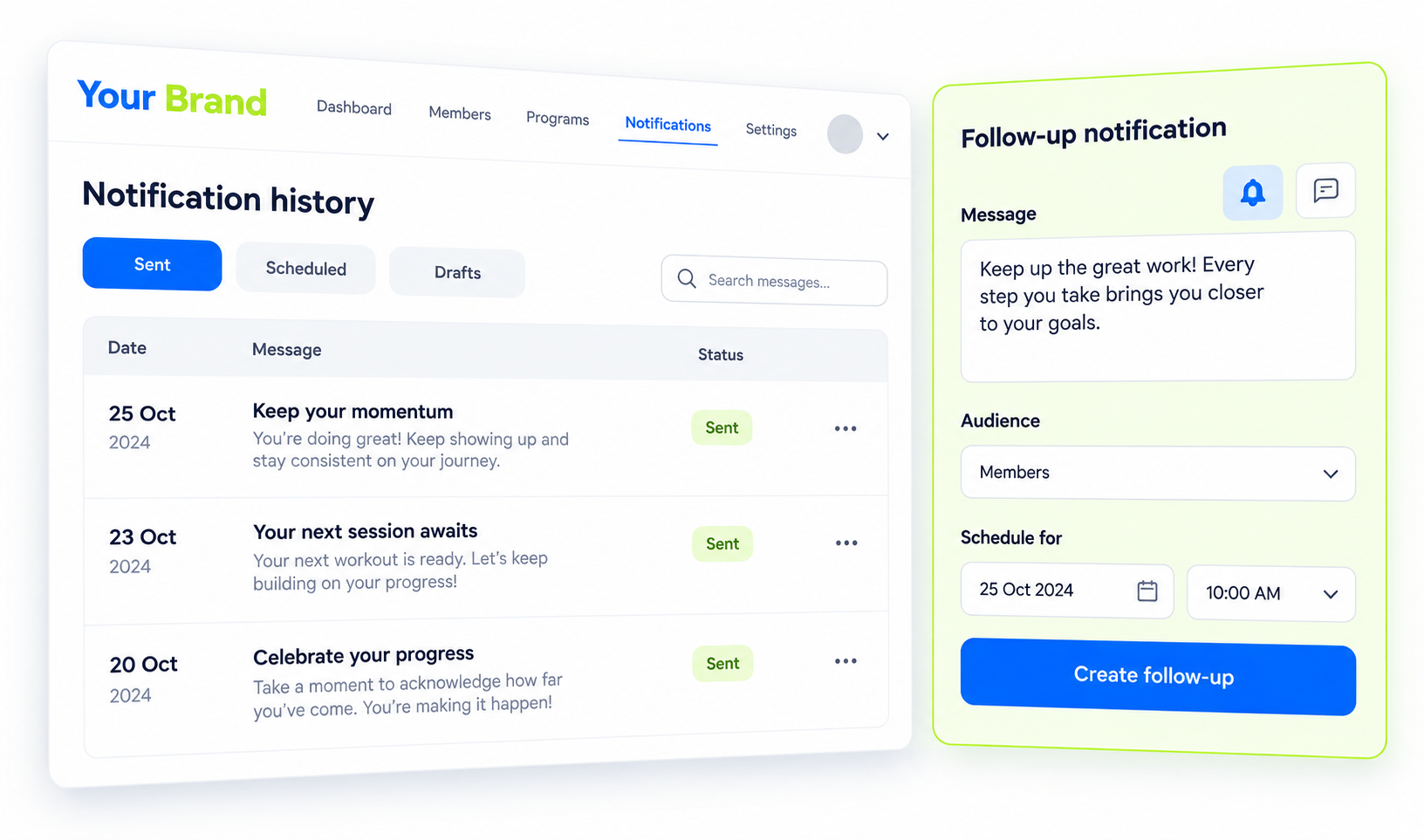 Motivated Notification summary or history view