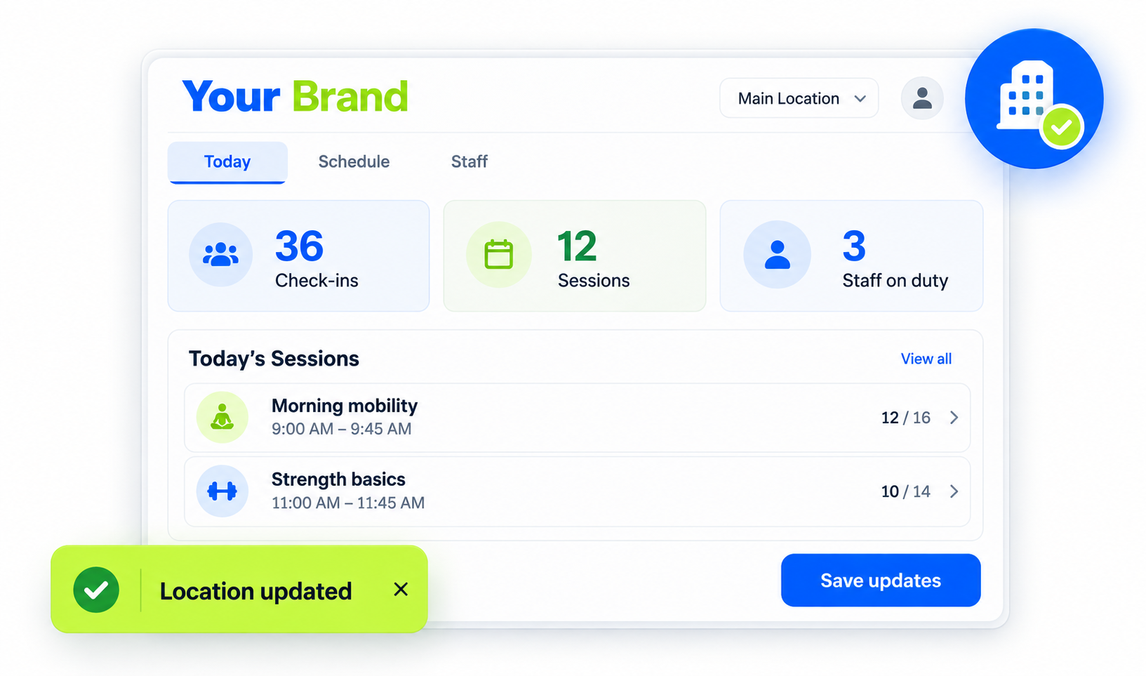 1 Location Management details or confirmation view