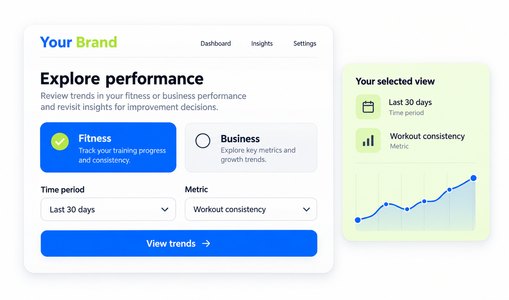 Performance Insights input or selection view