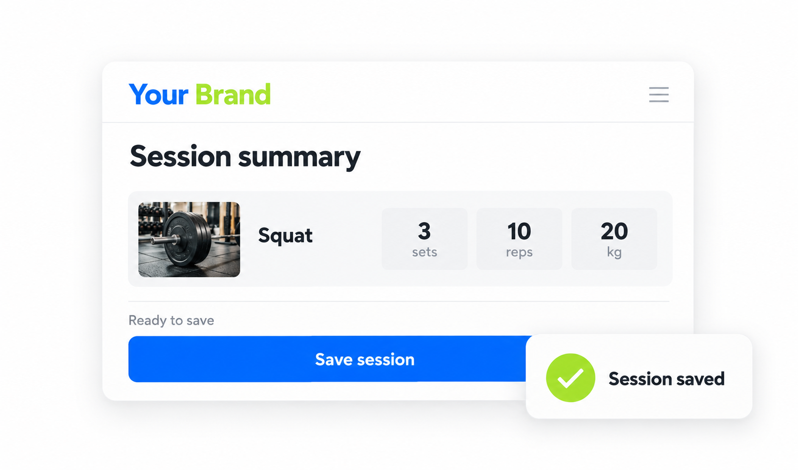 Performance Tracking details or confirmation view