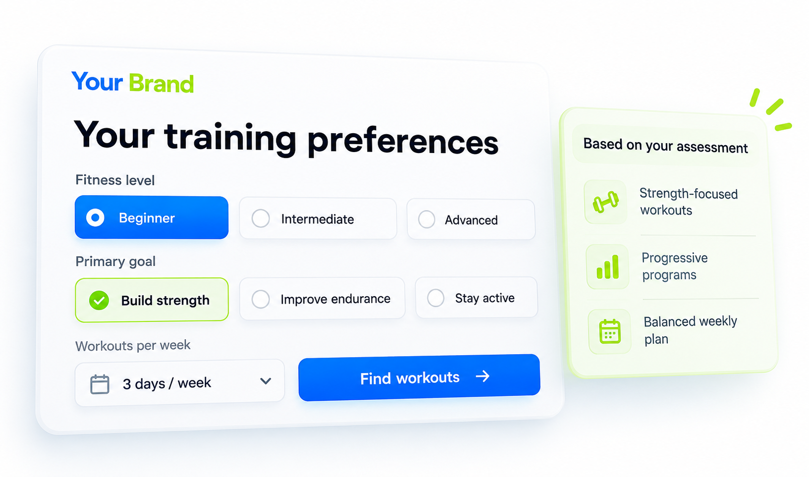 Personalized Recommendations input or selection view