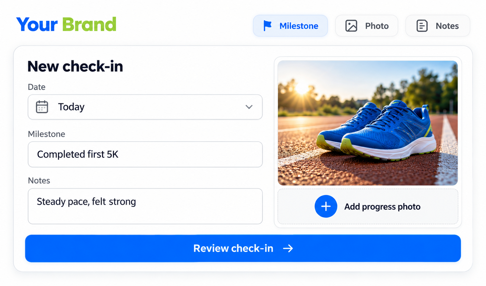 Progress Tracking input or selection view