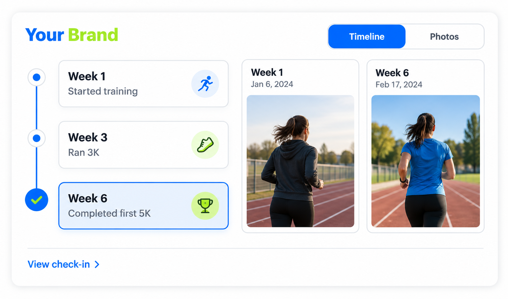 Progress Tracking summary or history view
