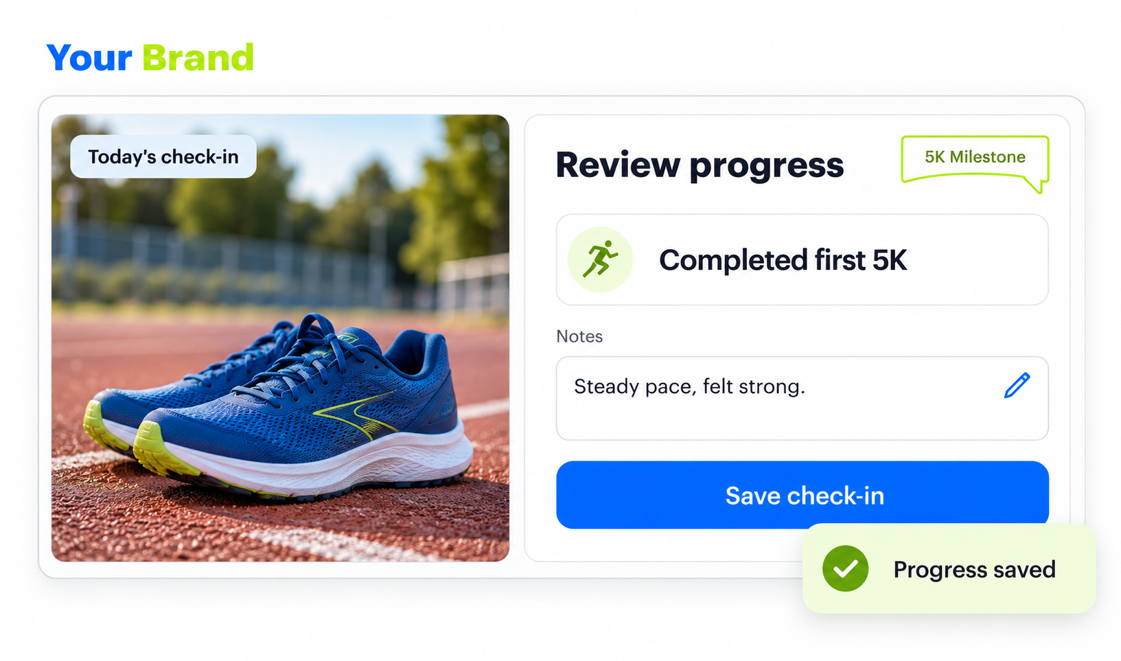 Progress Tracking details or confirmation view