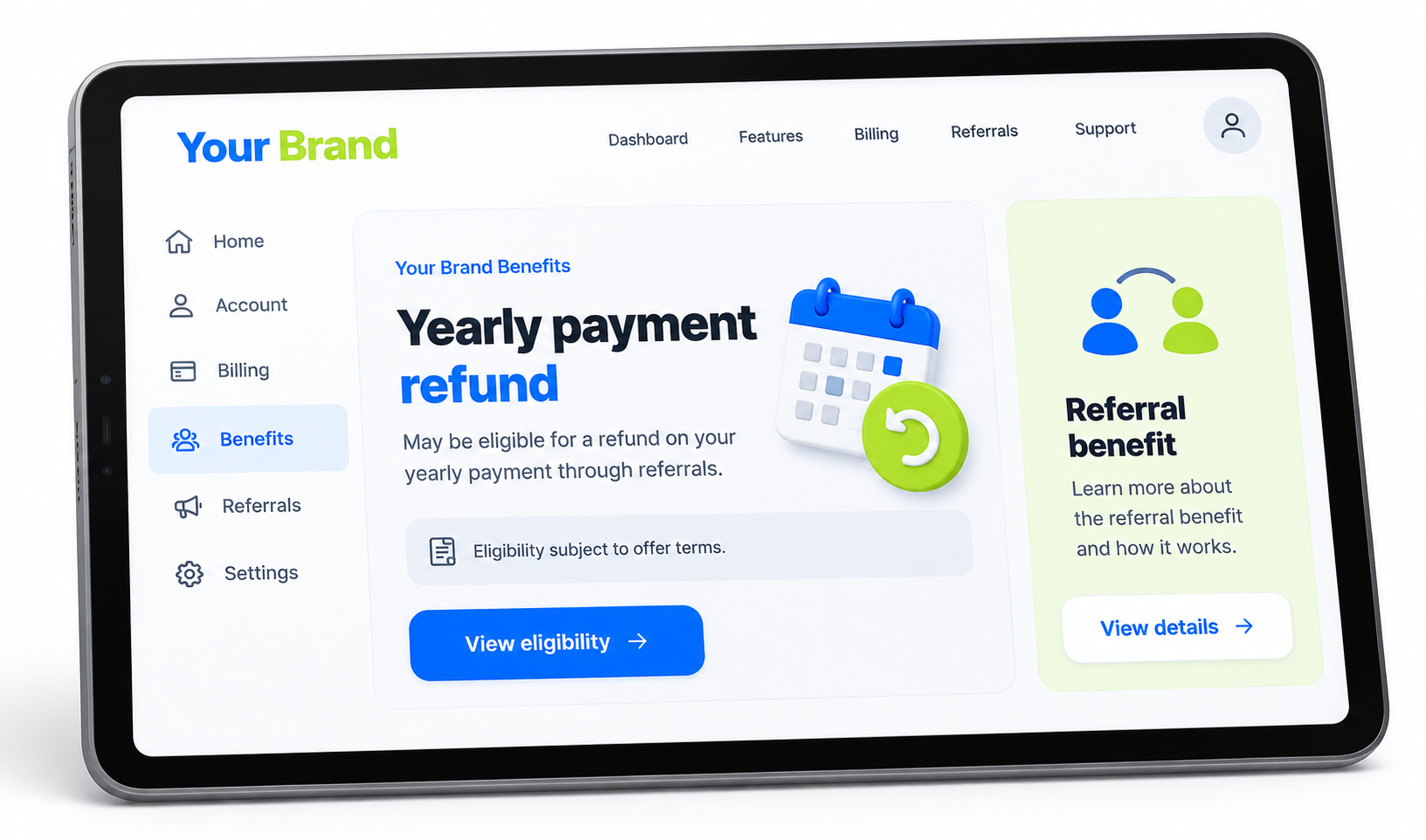 Refund 1Year Payment entry screen