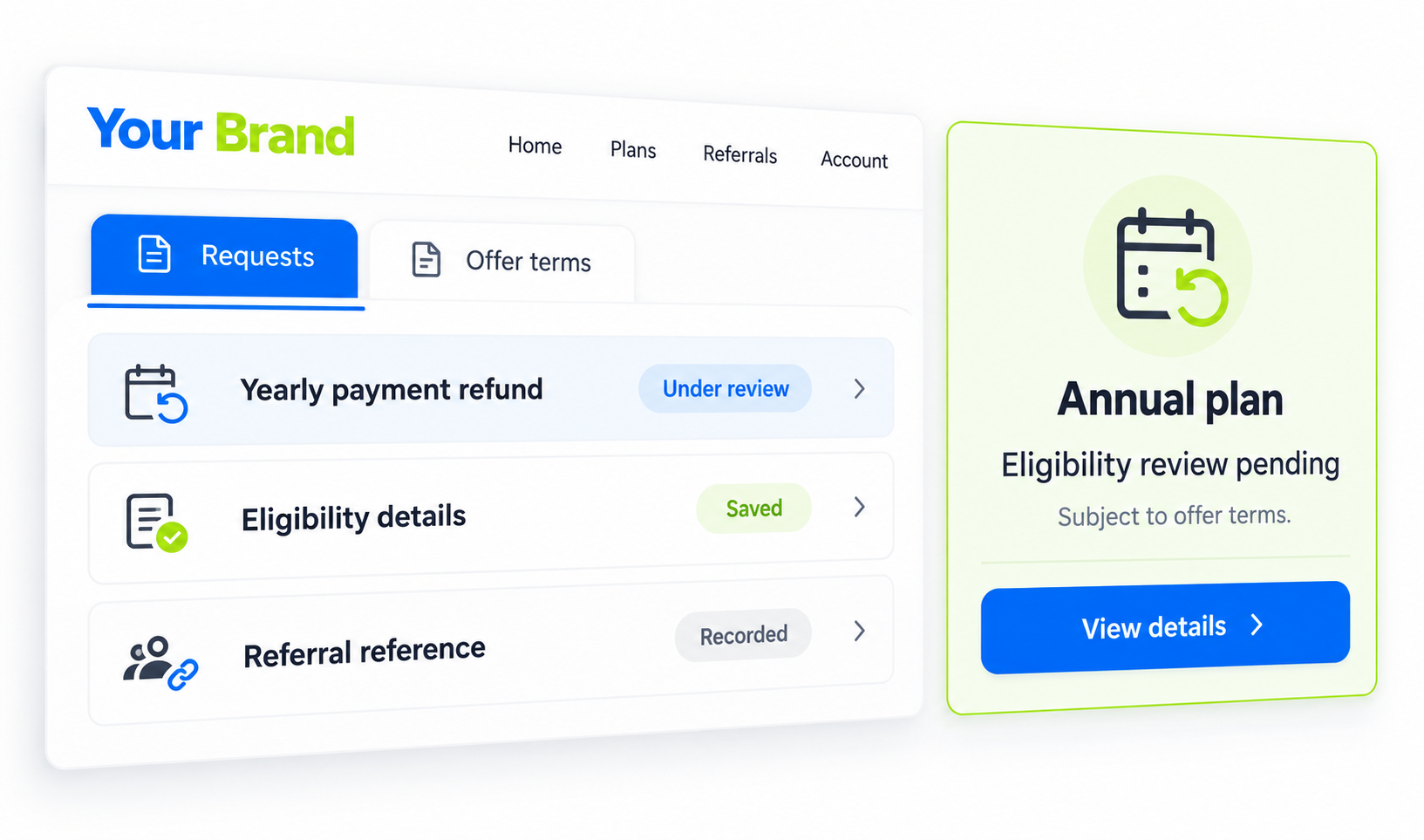 Refund 1Year Payment summary or history view