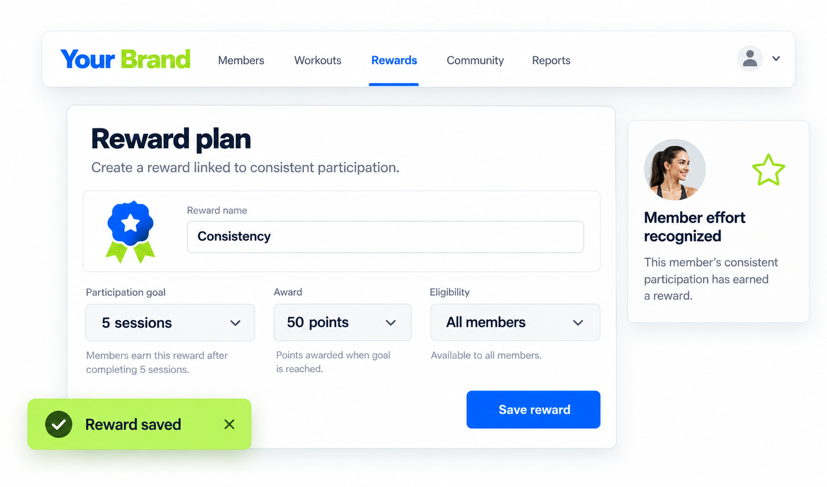 Rewards Plan details or confirmation view