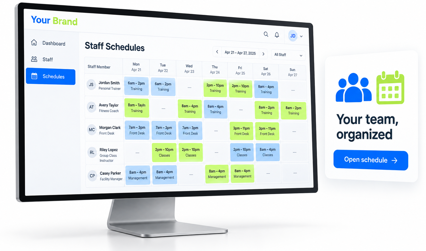 Staff & Schedule Management entry screen