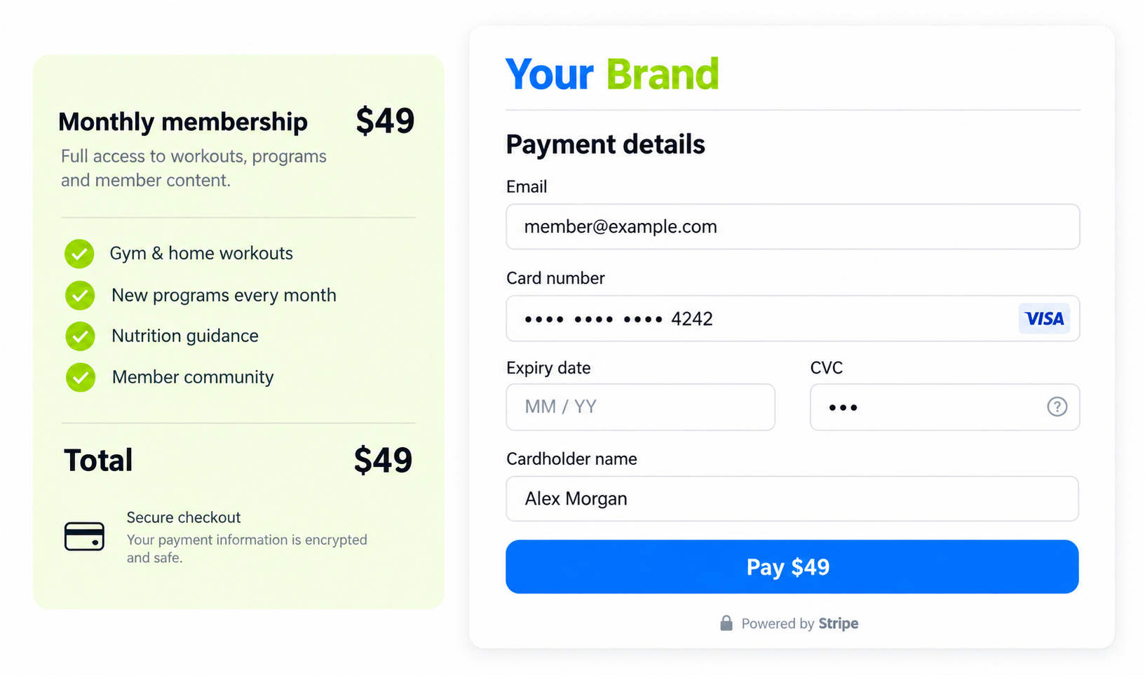 Member app during an online purchase