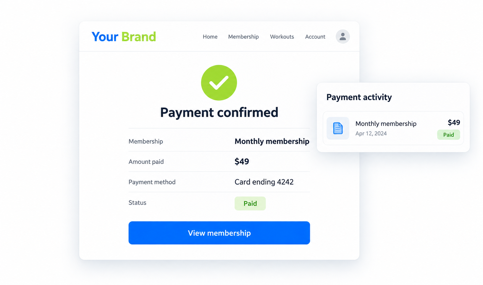 Payment confirmation and transaction record