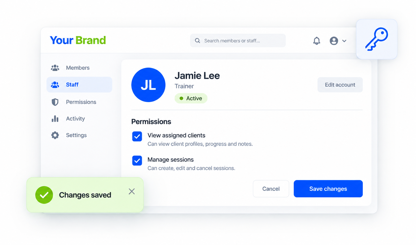 User Management details or confirmation view